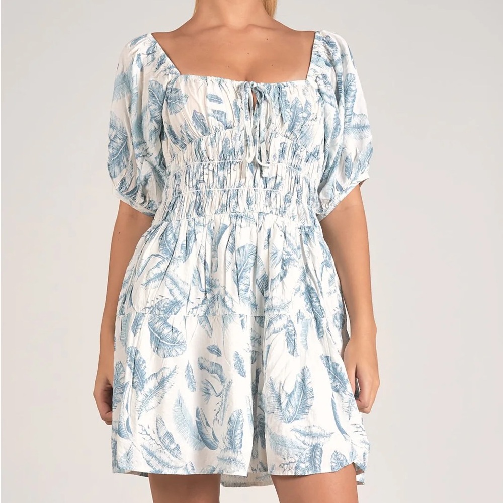Elan blue Lima bubble sleeve dress